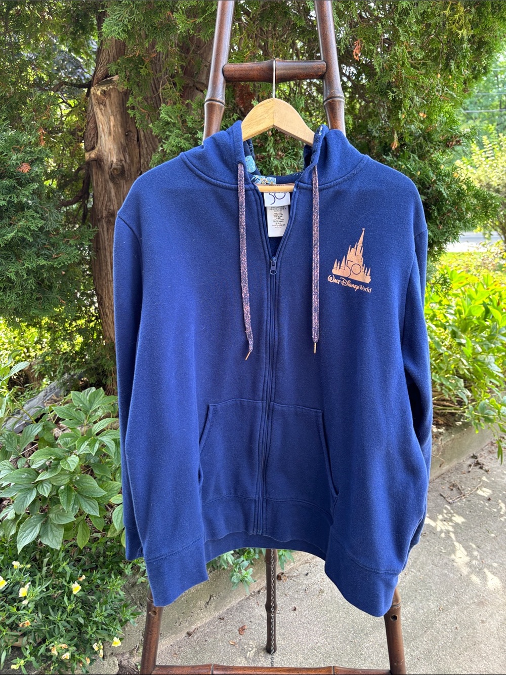 Disney Navy Blue Full-Zip Hoodie with Castle Logo, 50th anniversary XL